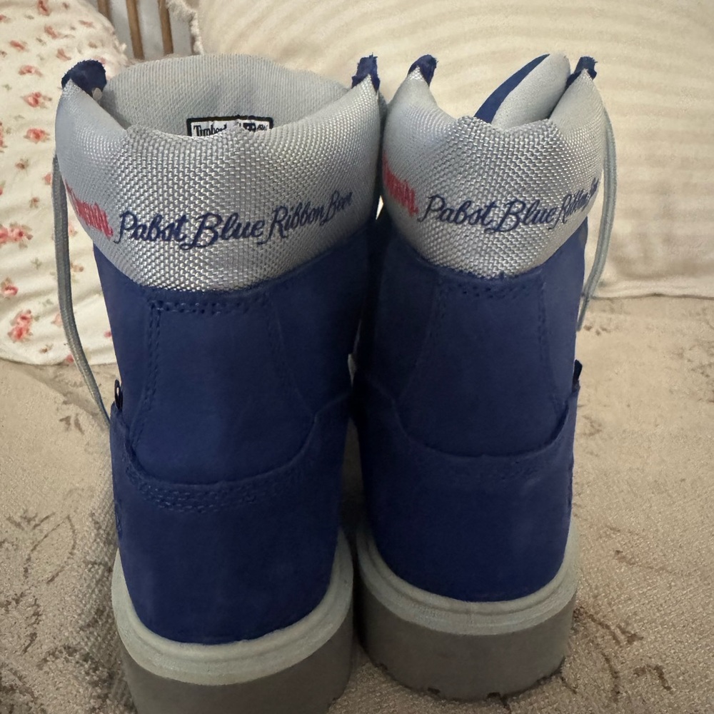 Timberland Blue Men's Work Boots with Gray Laces - Picture 5 of 7